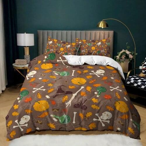 Coustom Bedclothes 3D Printed Halloween Pumpkin Lantern Bedding Set Ghost Duvet Covers Pillowcases King Queen Size Home Decor
