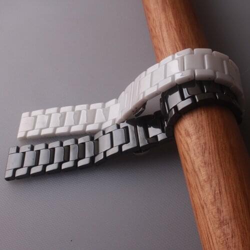 Fashion Ceramic Watch Bands White Black Watchband 14mm 15mm 16mm 17mm 18mm 19mm 20mm 21mm 22mm Wrist Straps Mens Ladys Accessory
