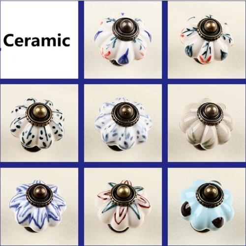 Retro rural ceramic drawer shoe cabinet tv cabinet bathroom cabinet knob pull bronze kitchen cabinet dresser door handle