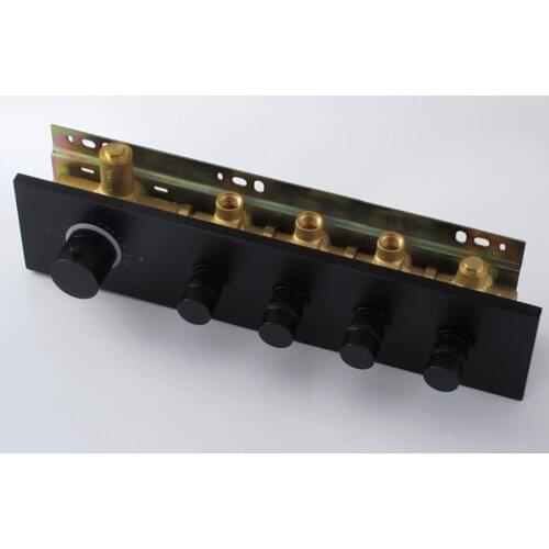 Luxury Matt Black Shower Mixer Thermostatic Shower Faucet Controller Mixing Valve 4 Ways Diverter Concealed Mounted Master Head