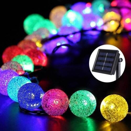 Outdoor Solar Light String 30LED Bubble Beads String String Holiday Wedding Garden Decoration Energy Saving Anti-watercolor Lamp
