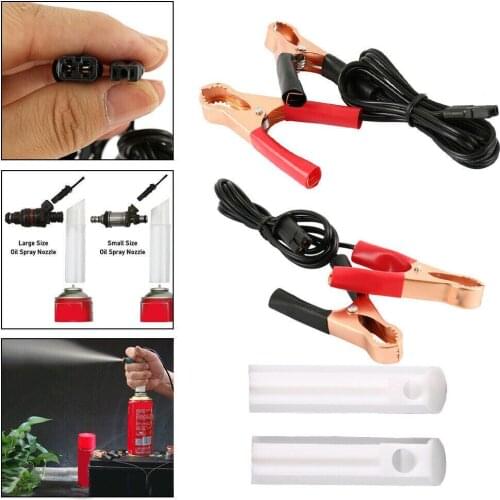 1Set Universal Car Fuel Injector Cleaning Tool Vehicle Moto Accessories Flush Adapter Fuel Cleaner Washing With 2 Power Cables