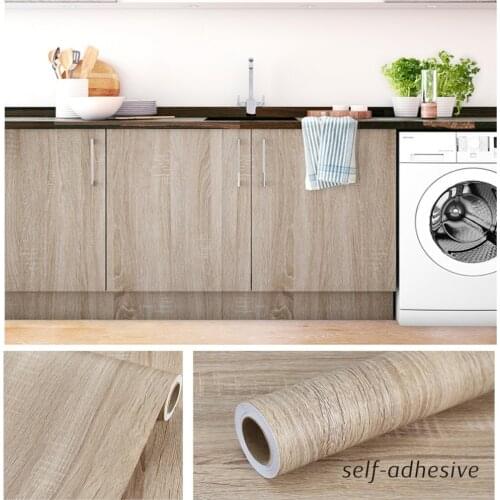 Wood Grain Stickers Wardrobe Cabinet Table Furniture Renovation Stickers Wallpaper Self Adhesive PVC Waterproof Stickers
