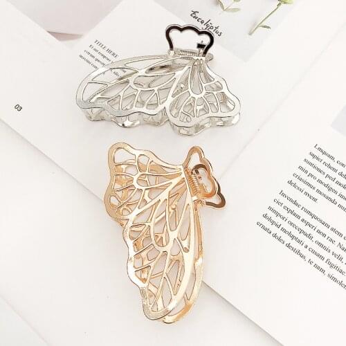 Women Girls Large Size Geometric Hair Claw Clamps Metal Butterfly Shape Hair Claw Clip Hairpin Hair Accessories Gift