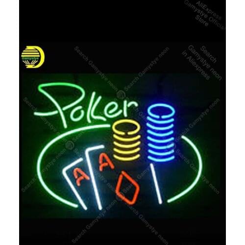 Cursive Green Poker NEON LIGHT SIGN Neon Sign lamps Decorate game room GLASS Outdoor a Frame Sign Neon Window Lights Real Glass
