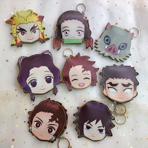 10/Lot Demon Slayer Kimetsu No Yaiba Nezuko Douma Makomo Kochou ShinobuTsuyuri Kanao PU Coin Purse Wallet Action Figures Toy