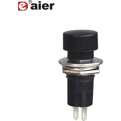 100PCS PBS-16A ON-OFF latchig 12mm 2 PIN black button push switch