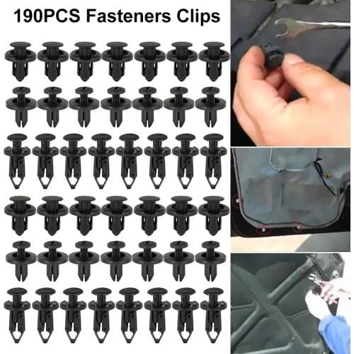190pcs Mixed Auto Fastener Clips Car Body Push Retainer Pin Rivet Bumper Door Trim Panel Retainer Universal 6 Sizes Fastener Kit