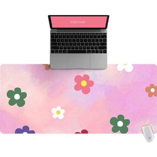 XXL Office Computer Desk Mat Table Keyboard Big Mouse Pad Pink flowers Laptop Cushion Desk Non-slip Mat Gamer Mousepad Mat