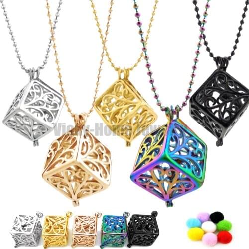 Chains as Gift!! 15mm*15mm Flower Steel Essential Oils Cage Diffuser Locket Perfume Aroma Locket Made by 316L Stainless Steel