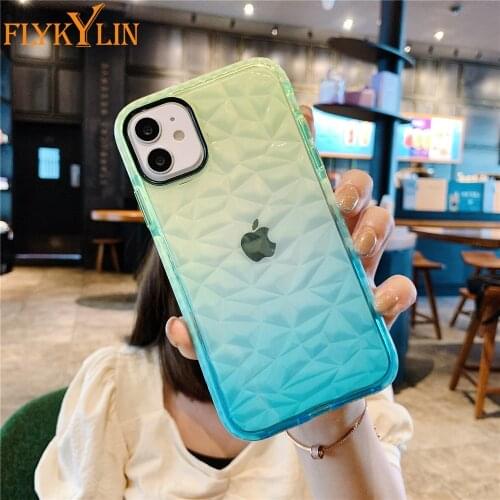 Transparent 3D Diamond Gradient Phone Case For iPhone 12 11 Pro Max X XS XR 7 8 6 6S Plus 12Mini SE 2020 Soft Silicon Back Cover