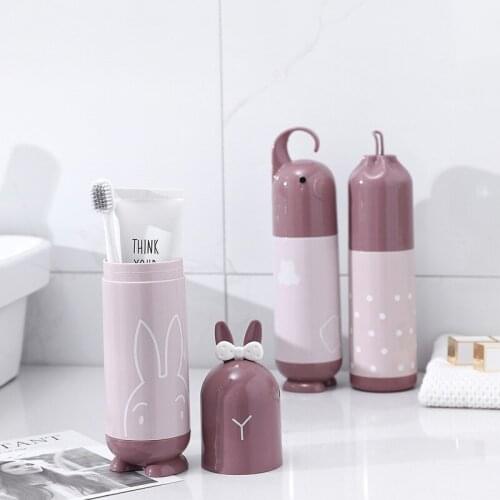 Travel toothbrush box portable wash cup brushing cup set couple tooth cylinder creative simple tooth storage plastic water cup