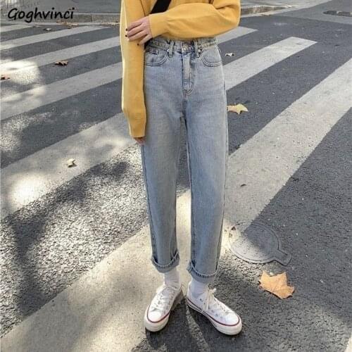 Jeans Women Denim Straight Loose Button Fly Fresh Girls Washed Ulzzang Trousers Students Chic Streetwear Autumn New Female Hot