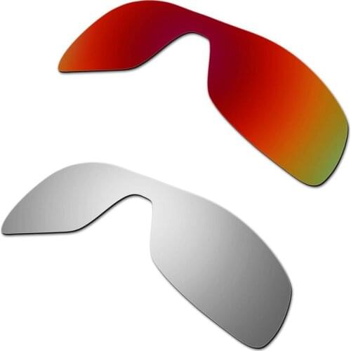 HKUCO For Antix Sunglasses Replacement Polarized Lenses 2 Pairs - Red & Silver