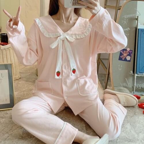 Cotton Autumn and Winter Pajamas for Pregnant Women, Breastfeeding Clothes, Large Size Home Service Suits, Ladies