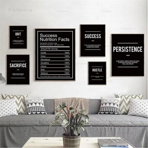 Grind Hustle Verb Execution Noun Motivational Posters Wall Art Canvas Print Inspiring Prints Inspirational Quotes Office Decor