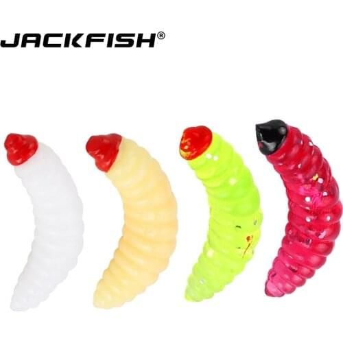 JACKFISH 50pcs/lot Soft lure Swimbaits Smell Worms soft fishing lure Jig Head Soft Artificial Bait for Fly Fishing Tackle