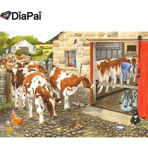 DIAPAI 5D DIY Diamond Painting 100% Full Square/Round Drill "Animal cattle Diamond Embroidery Cross Stitch 3D Decor A22372