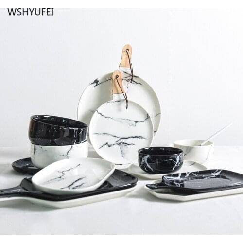 European-style ceramic tableware household marble soup bowl rice bowl restaurant Nordic western plate steak noodle dishes