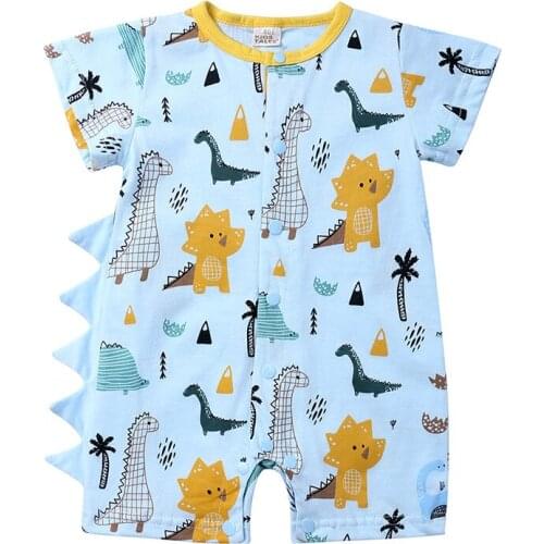 Dinosaur Baby Boys Rompers Cartoon Newborn Summer Cotton Clothes O-neck Kids' Clothes Shortalls Costumes