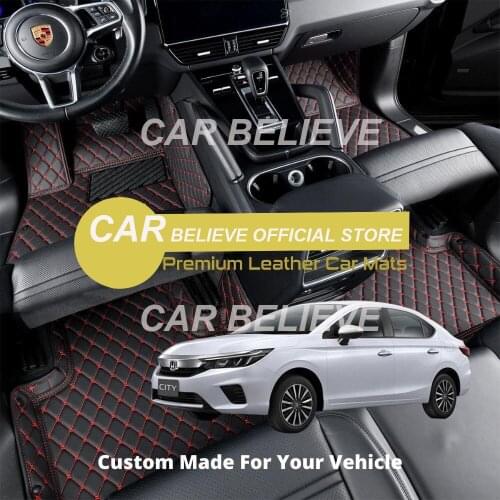 High quality Leather Car Floor mats for Honda City 2015 2016 2017 2018 2019 Carpets Rugs Pads Accessories