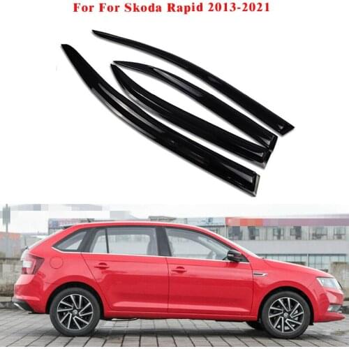 4PCS Car Side Window Visor Guard Vent Cover Trim Sun Rain Awnings Shelters Protection Guard For Skoda Rapid 2013-2019 2020 2021