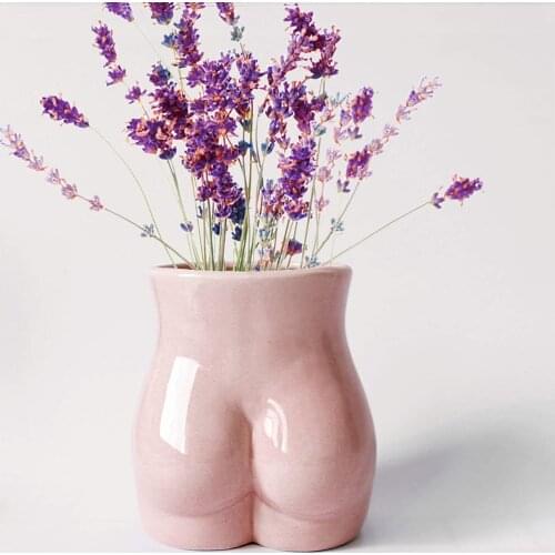 Creative pink body art ceramic vase flower pot decor Home Office decor accessories modern minimalist style ornaments gift