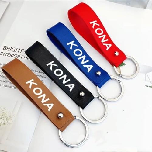 Pendant Jewelry Trinket Mens Car Key Ring Key Chain Retro leather gift unisex PU Keychains for hyundai kona ev 2020