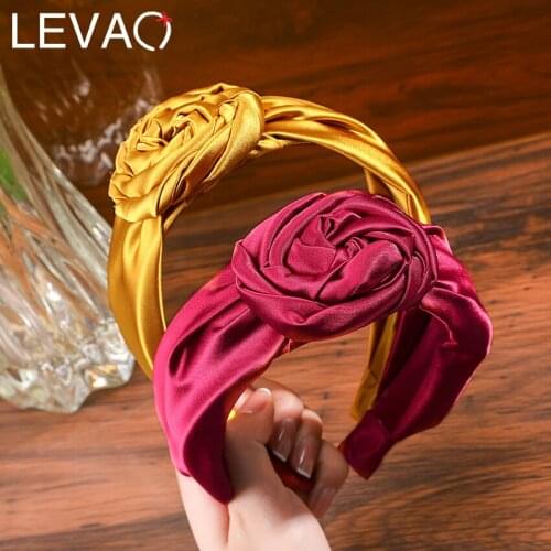 Levao Solid Rose Knot Headband For Women 2021 New Arrival Wide Hair Bands Hoop Bezel Hair Accessories Headwear