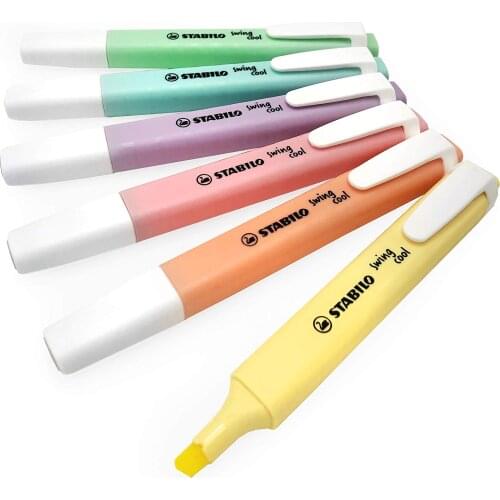 Stabilo Swing Cool Pastel Highlighter Marker Pens - 1-4mm Pack of 6 Assorted Colours Office and School Supplies