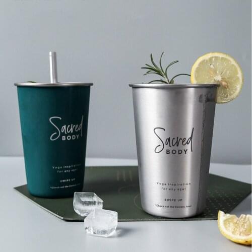 500ml Metal Beer/Coffee/Tea Cups Whiskey Coffee Mugs Cold Drinkware Outdoor Travel Tumbler Stainless Steel Water Bottle