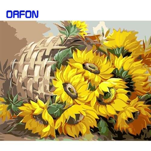 ORFON Frame Flowers DIY Painting By Numbers Kit Sunflowers Modern Home Wall Art Picture By Numbers For Home Decors Artwork