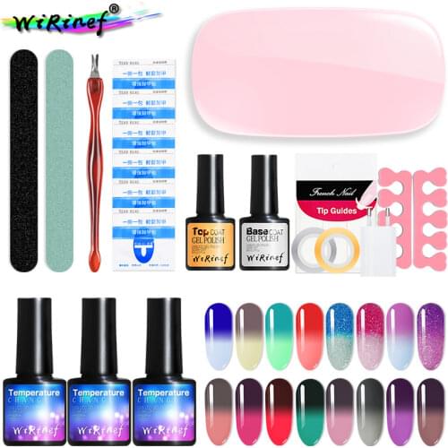 WiRinef Nail Set UV LED Lamp Dryer Temperature Change Nail Gel Manicure Tools Set Soak Off Varnish Nail Gel 25pcs