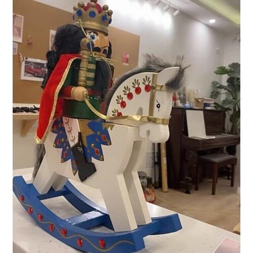 New 36Cm High Christmas Nutcracker Horse King Vintage German Wooden Table Walnut Toy Zakka Dolls