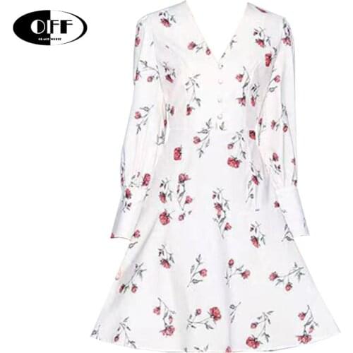 Designer French Chic Goblincore Autumn Summer Dresses Light Traf Basic Elegant long sleeve v-neck floral midi dress vestidos ZA