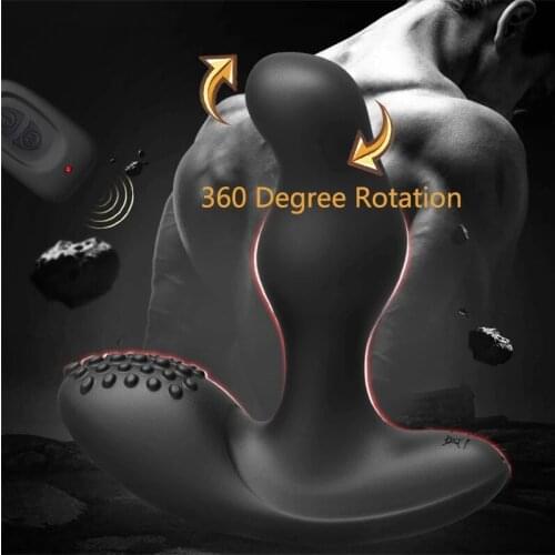 Radio-controlled 360°Rotating 16 Speed Vibrating Male Prostate Massage Anal Plug G-Spot Stimulate Buttplug Anal Sex Toys For Men