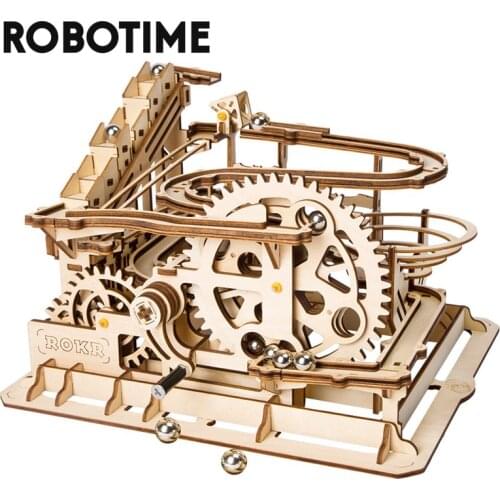 Robotime Rokr 4 Kinds Marble Run DIY Waterwheel Wooden Model Building Block Kits Assembly Toy Gift for Children Adult Dropship