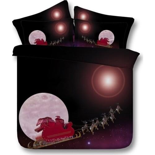 Christmas Bedding set Santa Claus Deer Moon duvet cover California King queen size twin bed sheet sheets bedspread Designer Gift