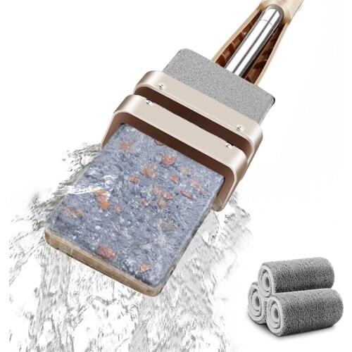 Free Hand Washing Floor Mop Lazy Double-wipe Flat Mop Rag For Microfiber Pad Cleaning Kitchen Home Mop 360 Rotating Magic Mop