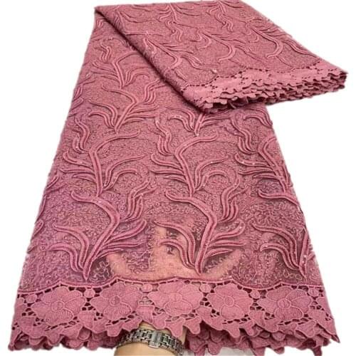 SJ Lace African Cord Lace Fabric 2021 High Quality Sequines Milk Silk Lace French Water Soluble Fabric For Wedding Dress dp6-4