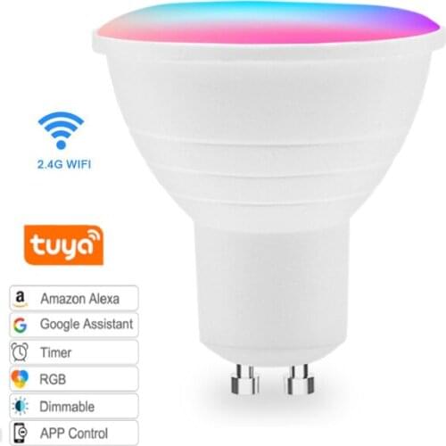 Gu10 Spotlight 6W WiFi Smart Light Bulb E27 LED RGB Lamp Work With Alexa/Google Home 85-265V RGB+White Dimmable Timer Function