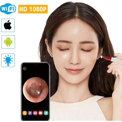 WiFi Ear Otoscope Wireless HD1080P Digital Endoscope Ear Inspection Camera Earwax Cleaning Tool View By IOS/Android For Home Use
