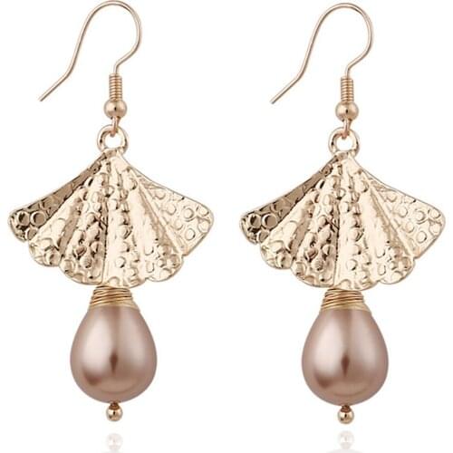 Women Earrings Vintage All-match Pearl Decor Charm Earrings Pierced Earrings