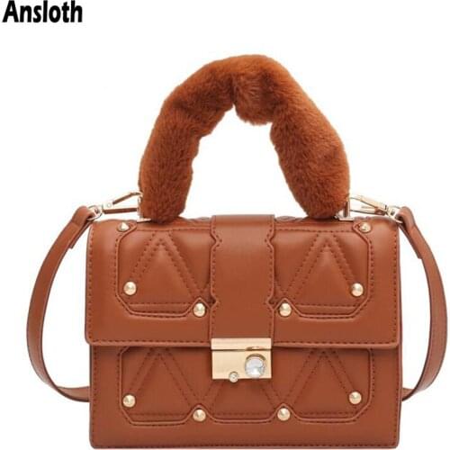 Ansloth Bags For Women Design Luxury Rivet Crossbody Bags PU Leather Shoulder Bags Large Capacity Tote Bags Lady Diamonds HPS995