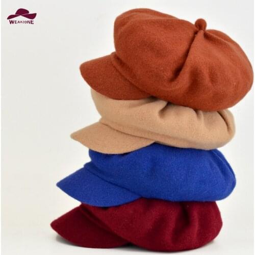 Winter&autumn wool newsboy caps Chapeau solid beret cap painter hat Women men Vintage Octagonal Cap For Female male Casquette