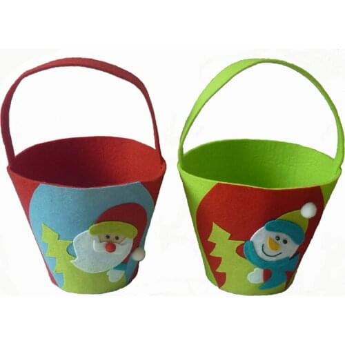 1Pc Merry Christmas Gift Holders New Year Snowman Round Bucket Cute Flet Holders Xmas Supplies