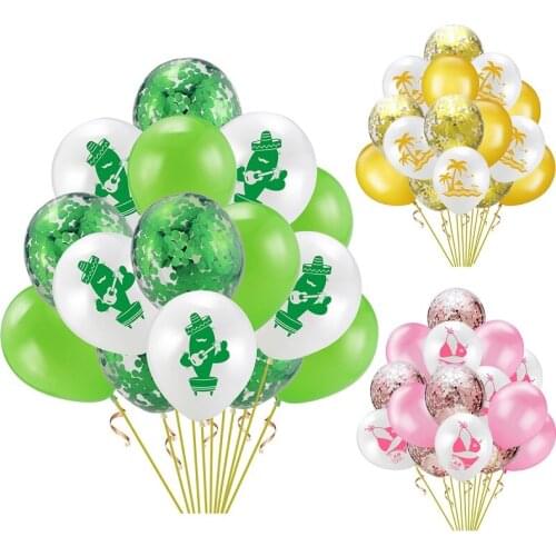 15pcs Bikini Cactus Coconut Tree Hawaii Tropical Party Balloons Confetti Balloons for Luau Party Birthday Wedding Decorations