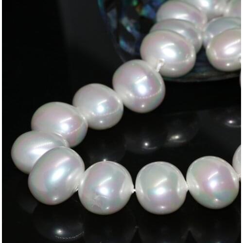 16*19mm white natural approx round irregular pearl shell beads women wedding party elegant gifts jewelry making 15inch B2275