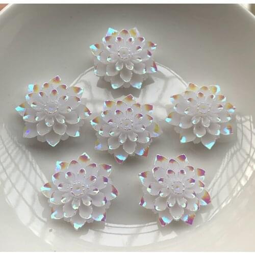 20pcs 20mm flowered AB Rhinestones/DIY jewelry/white flowers/wedding decoration/resin crafts