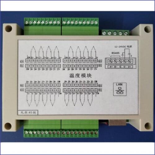32-channel Temperature Module, K-type Thermocouple Module, Modbus-RTU Protocol, with Cold-end Temperature Compensation, USB